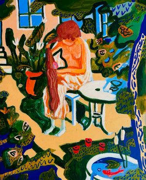 Femme se peignant