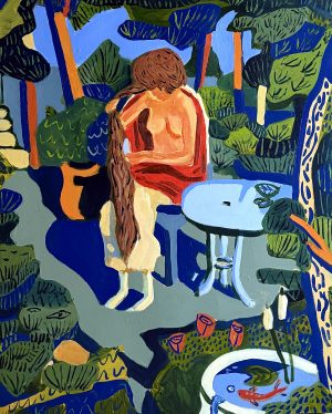 Femme se peignant